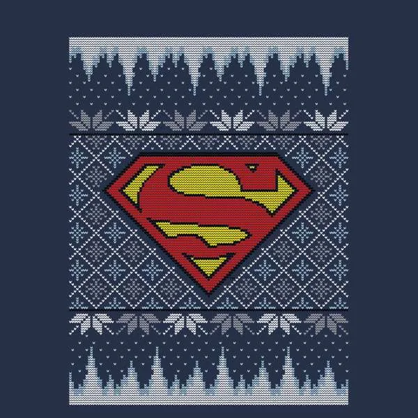 DC Superman Knit Men's Christmas T-Shirt - Navy