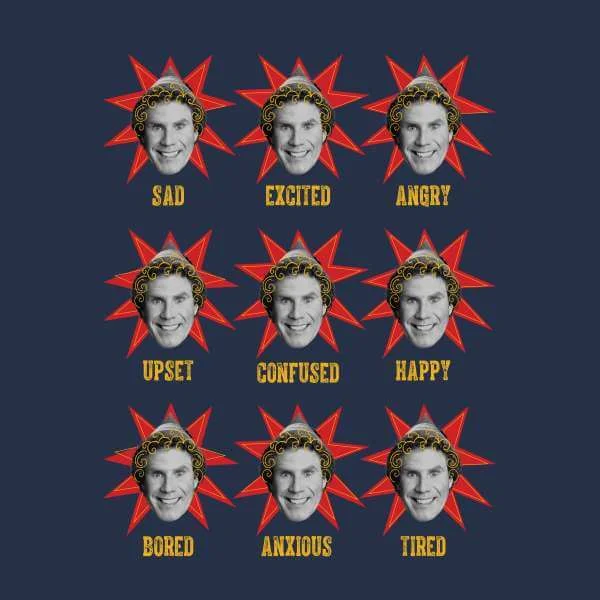 Elf Faces Men's Christmas T-Shirt - Navy