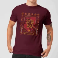 Harry Potter Gryffindor Crest Men's Christmas T-Shirt - Burgundy - undefined undefined
