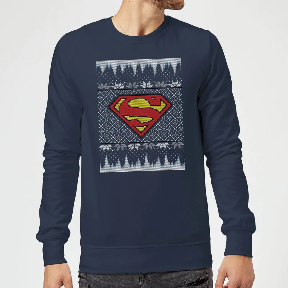 DC Superman Knit Christmas Jumper - Navy - S Image 1