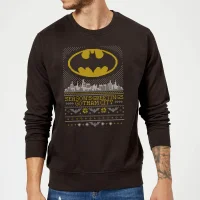 DC Comics Batman Seasons Greetings From Gotham Christmas Sweatshirt - Black - undefined undefined
