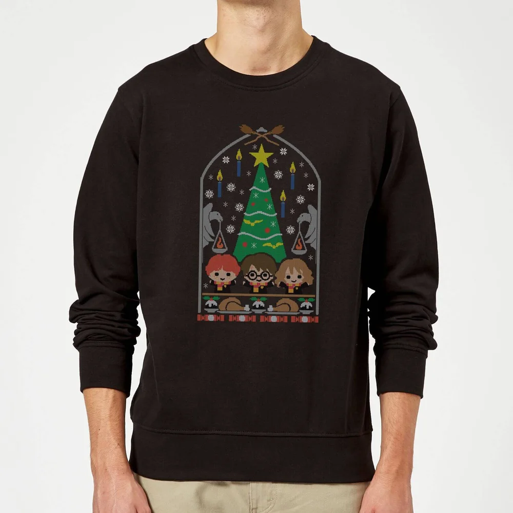 Harry Potter Hogwarts Tree Christmas Jumper - Black - S Image 1