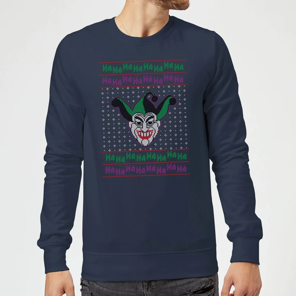 DC Joker Knit Christmas Jumper - Navy - S Image 1