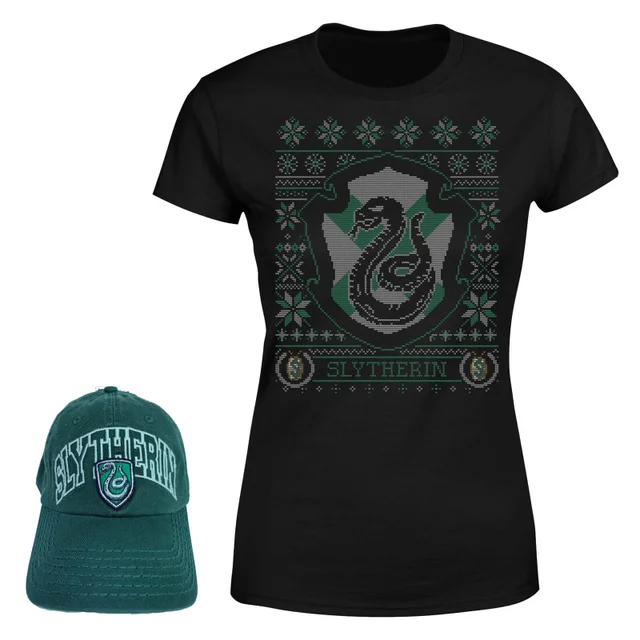 Harry Potter Slytherin T-Shirt and Cap Bundle - Black
