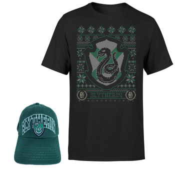 Harry Potter Slytherin T-Shirt and Cap Bundle - Black