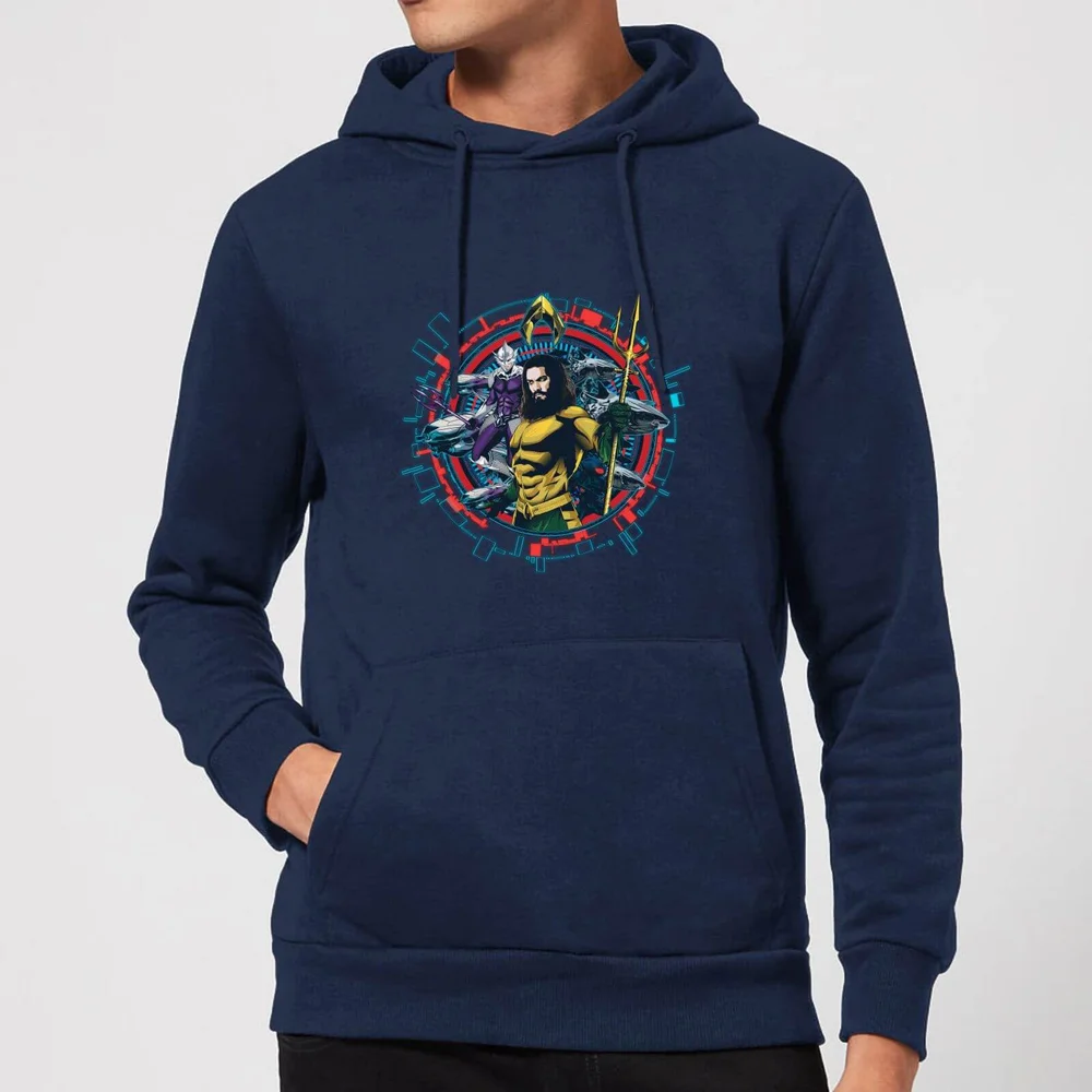 Aquaman Circular Portrait Hoodie - Navy - S Image 1