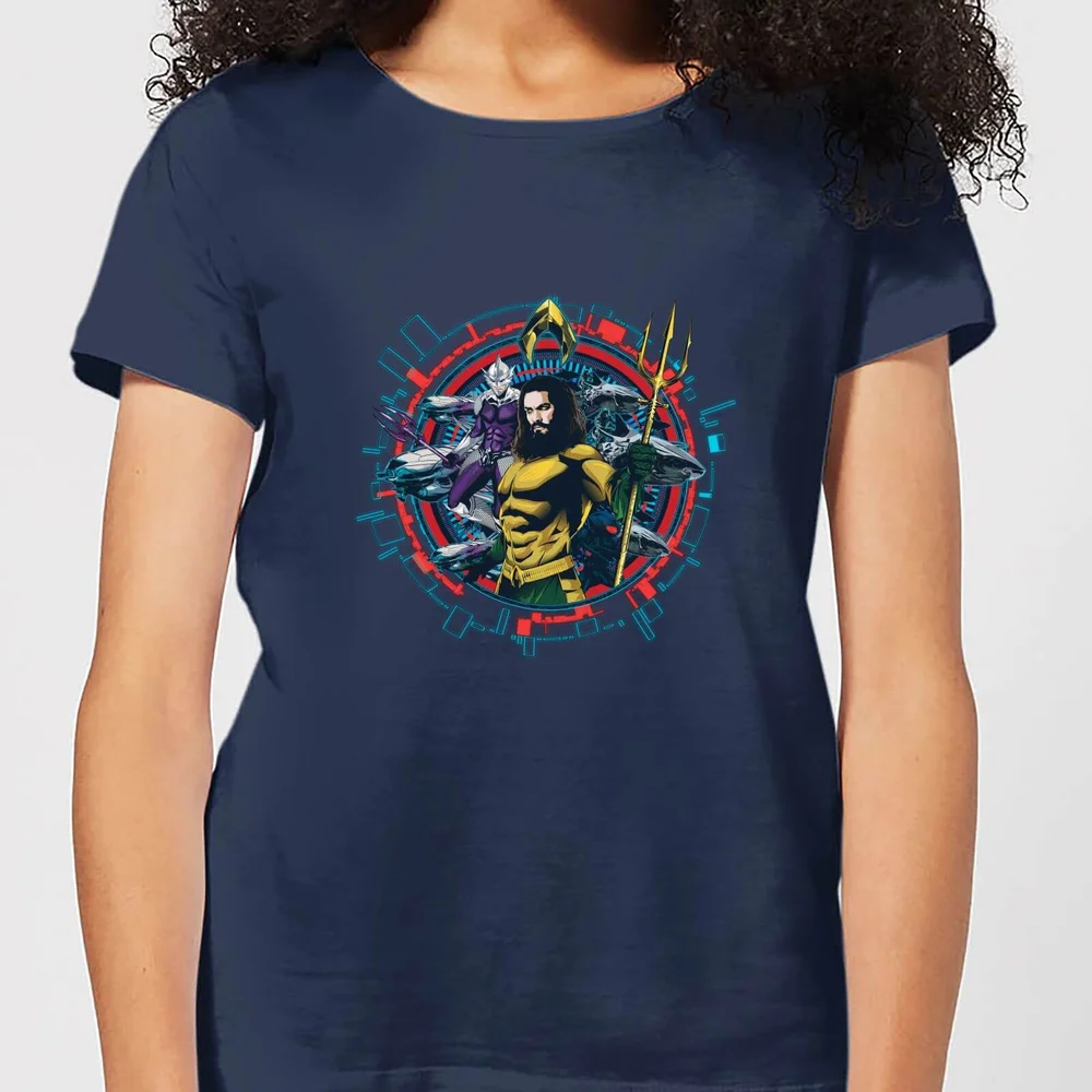 Aquaman Circular Portrait Women's T-Shirt - Navy - XS Image 1