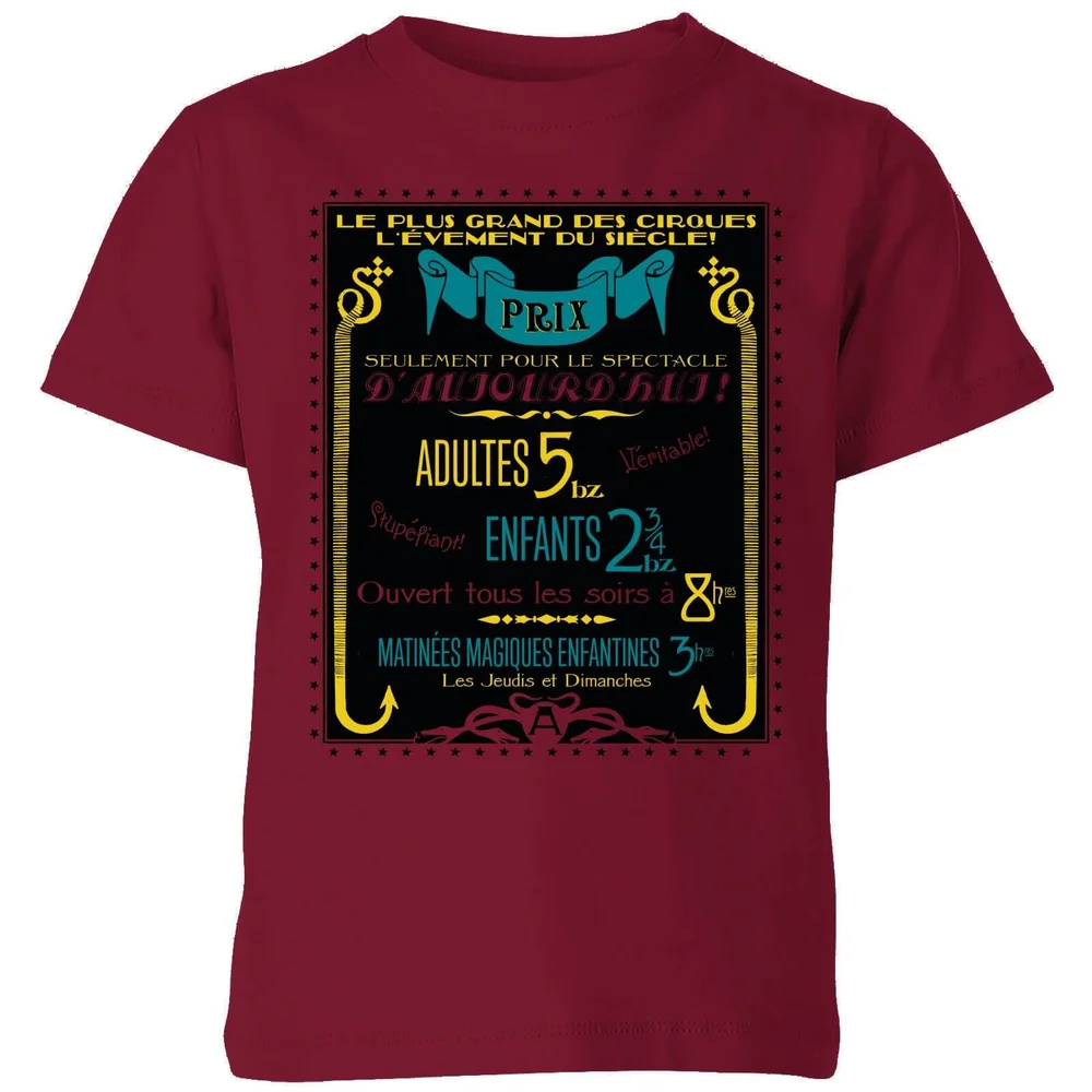 Fantastic Beasts Les Plus Grand Des Cirques Kids' T-Shirt - Burgundy - 3-4 Years Image 1