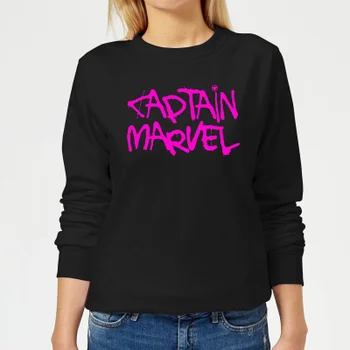 Captain Marvel Spray Text Women's Sweatshirt - Black