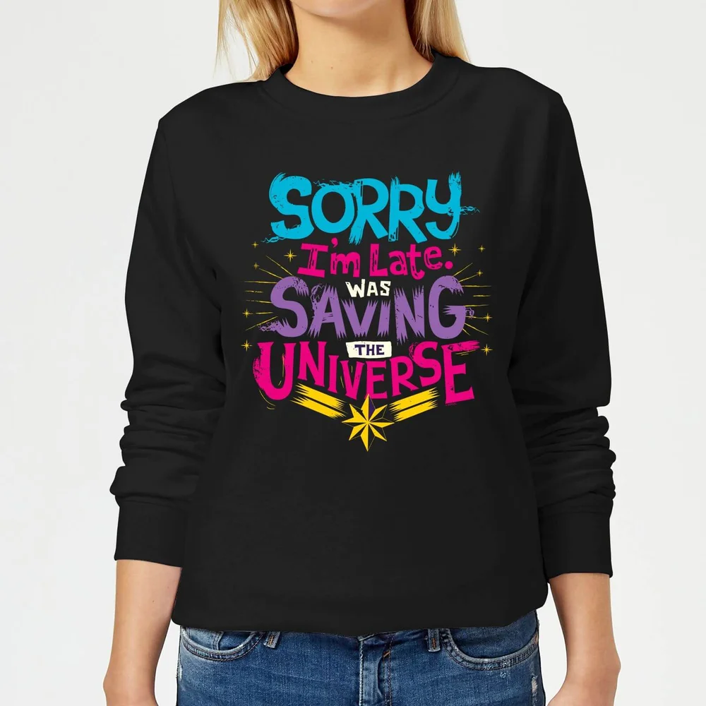 Captain Marvel Sorry I'm Late Women's Sweatshirt - Black - XS Image 1