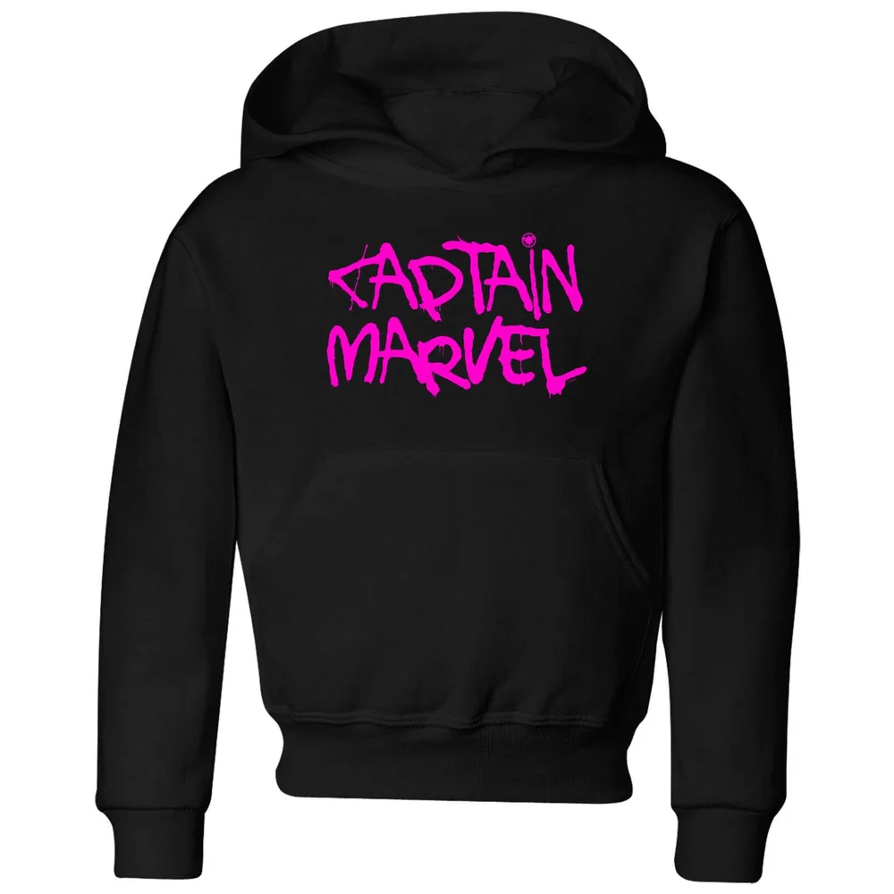 Captain Marvel Spray Text Kids' Hoodie - Black - 3-4 Years Image 1