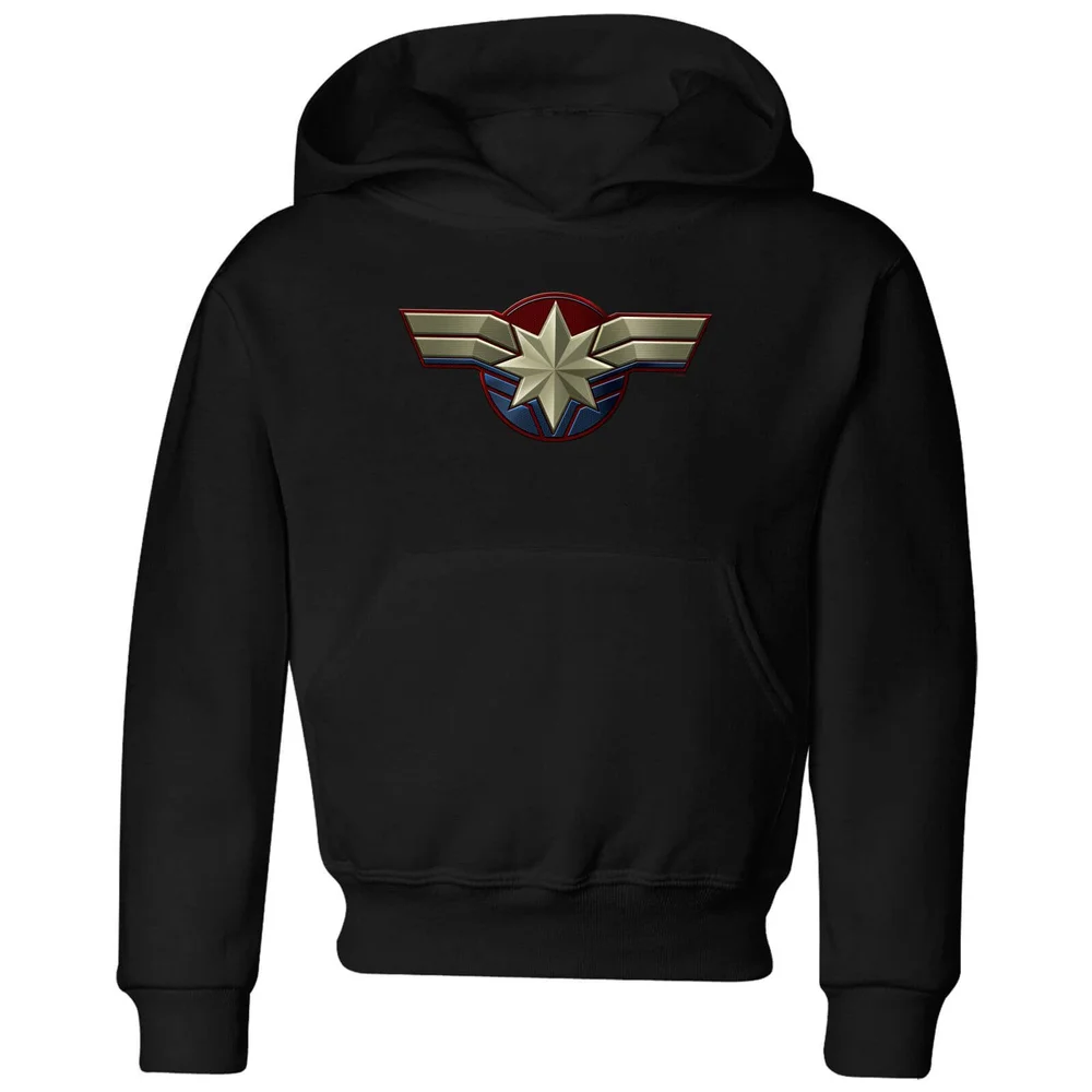 Captain Marvel Chest Emblem Kids' Hoodie - Black - 3-4 Years Image 1