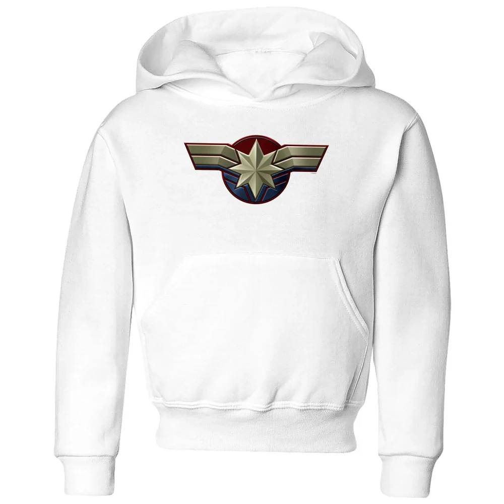 Captain Marvel Chest Emblem Kids' Hoodie - White - 3-4 Years Image 1