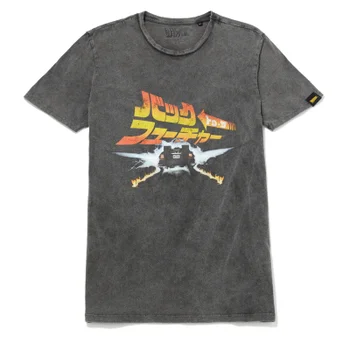 Global Legacy Back To The Future Electric Japan T-Shirt - Black Acid Wash