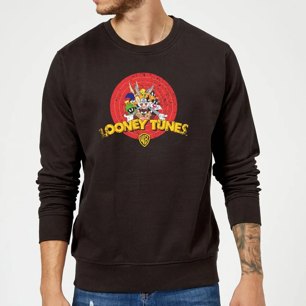 Looney Tunes Logo Distressed Sweatshirt - Black - S Image 1