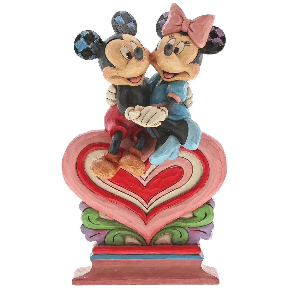 Disney Traditions Heart to Heart (Mickey Mouse and Minnie on Heart Figurine) 17.5cm Image 1