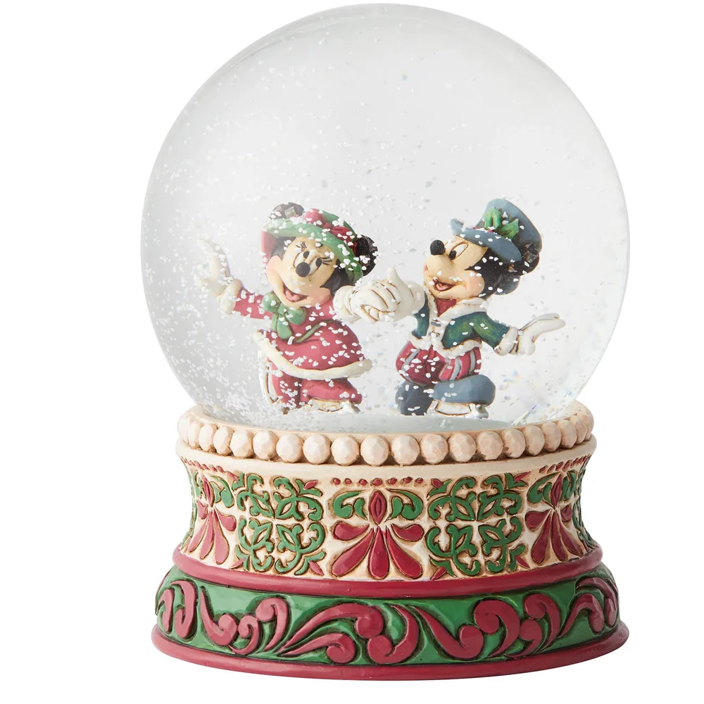 Disney Traditions Splendid Skaters (Victorian Mickey and Minnie Mouse Waterball) 16.0cm Image 1