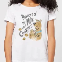 Scooby Doo Powered By Milk And Cookies Women's T-Shirt - White - undefined undefined