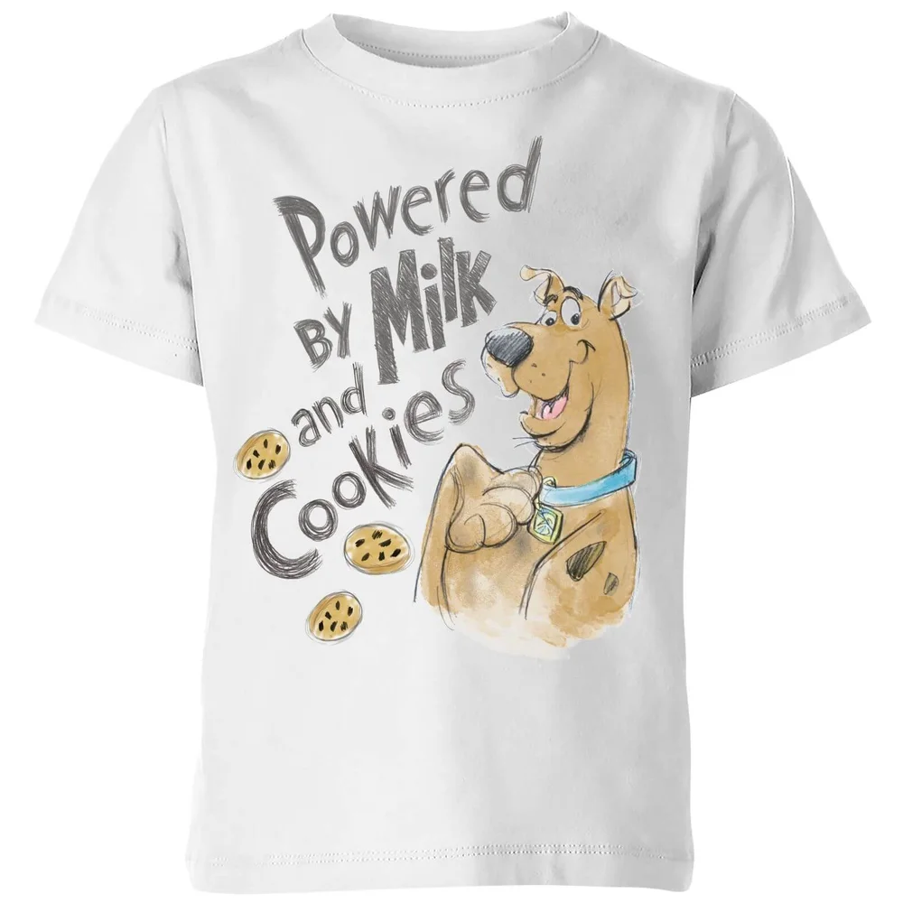 Scooby Doo Powered By Milk And Cookies Kids' T-Shirt - White - 3-4 Years Image 1