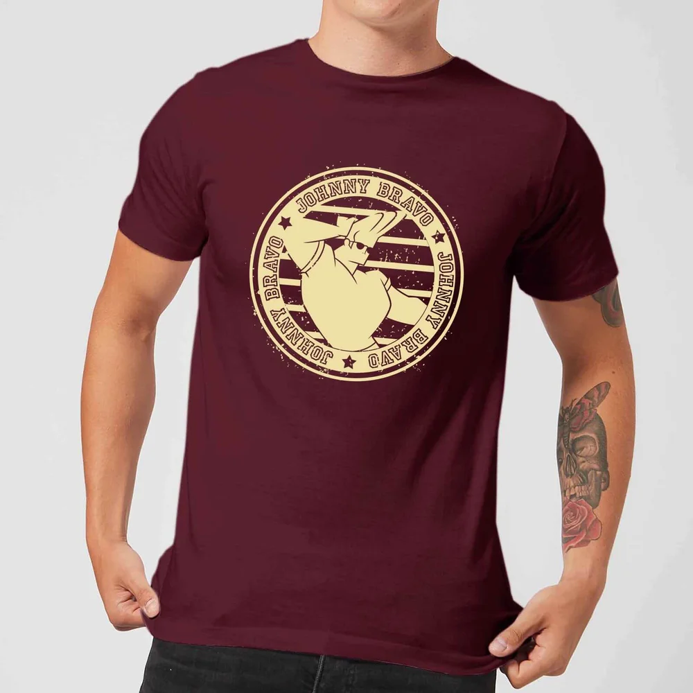 Johnny Bravo Sports Badge Men's T-Shirt - Burgundy - S Image 1