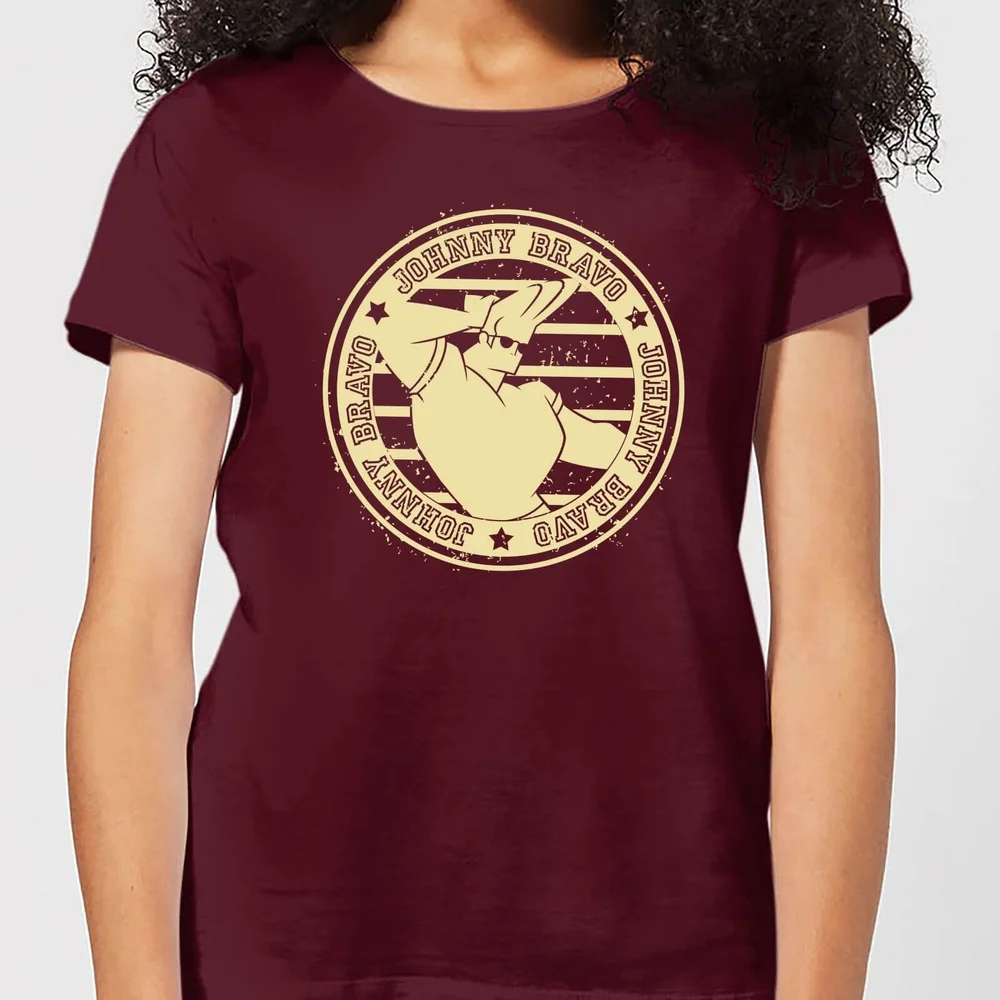 Johnny Bravo Sports Badge Women's T-Shirt - Burgundy - S Image 1