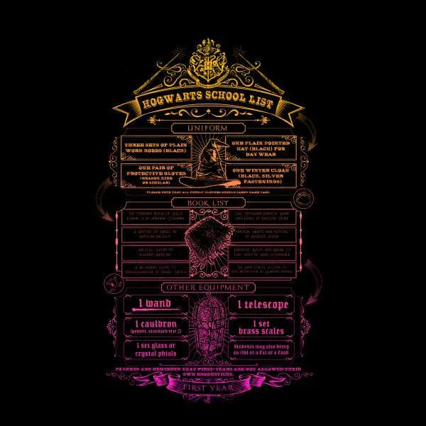 Harry Potter School List Sweatshirt - Black