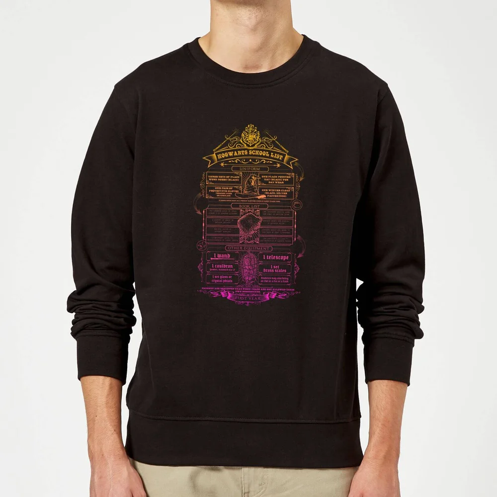 Harry Potter School List Sweatshirt - Black - S Image 1