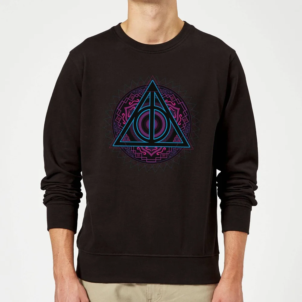 Harry Potter Deathly Hallows Neon Sweatshirt - Black - S Image 1
