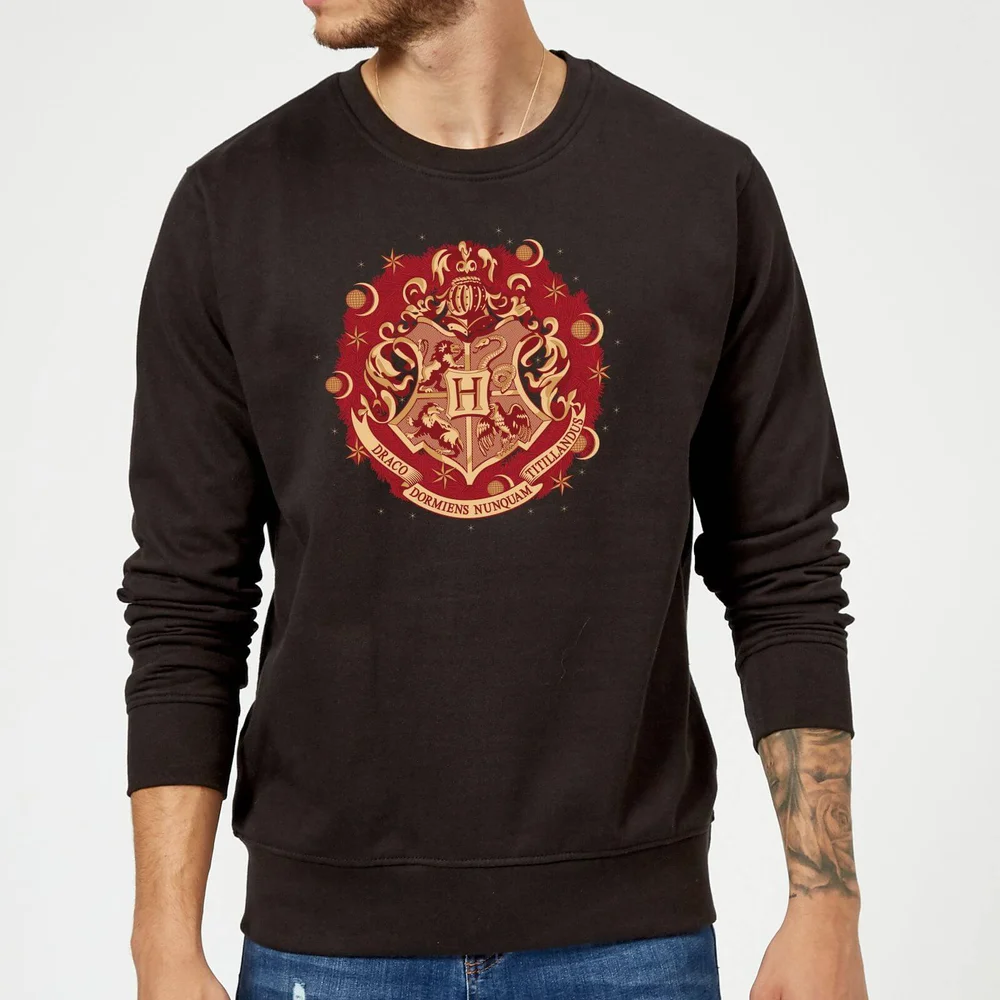 Harry Potter Hogwarts Christmas Crest Christmas Jumper - Black - S Image 1