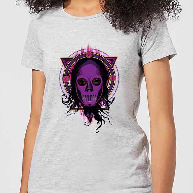 Harry Potter Death Mask 2 Neon Women's T-Shirt - Grey