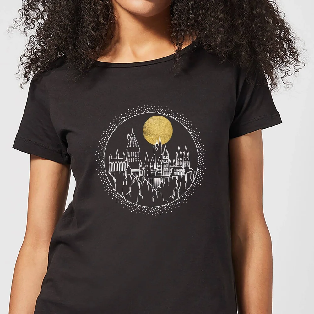 Harry Potter Hogwarts Castle Moon Women's T-Shirt - Black - S Image 1