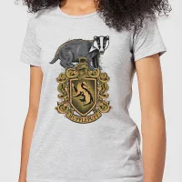 Harry Potter Hufflepuff Drawn Crest Women's T-Shirt - Grey - undefined undefined
