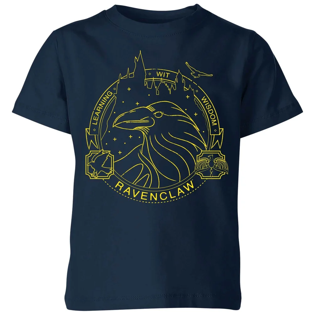 Harry Potter Ravenclaw Raven Badge Kids' T-Shirt - Navy - 3-4 Years Image 1