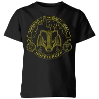 Harry Potter Hufflepuff Badger Badge Kids' T-Shirt - Black - undefined undefined