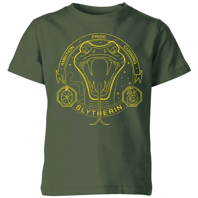 Harry Potter Slytherin Snake Badge Kids' T-Shirt - Forest Green