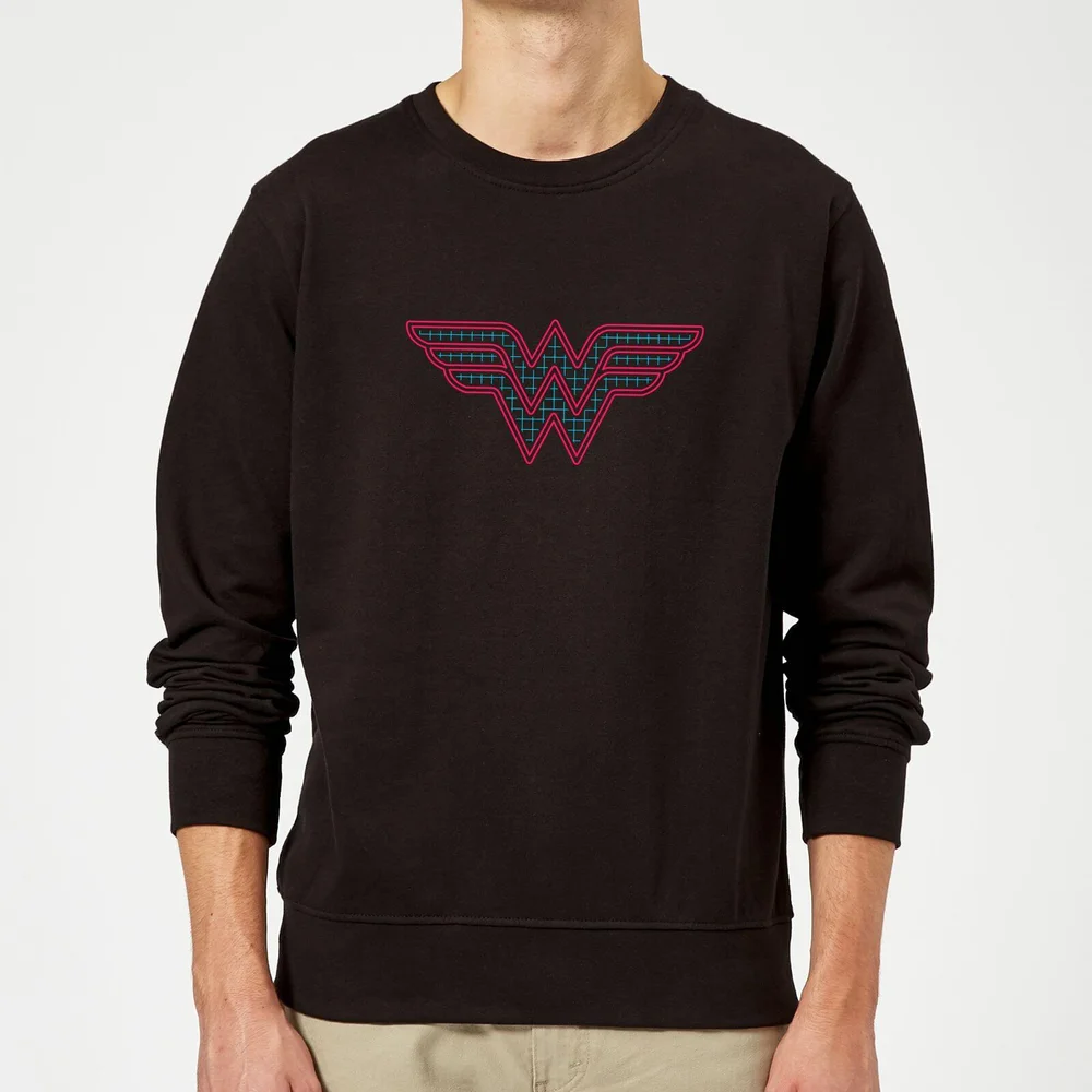 Justice League Wonder Woman Retro Grid Logo Sweatshirt - Black - S Image 1