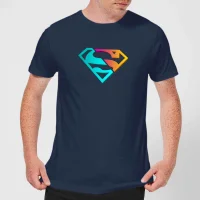 Justice League Neon Superman Men's T-Shirt - Navy - undefined undefined