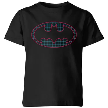 Justice League Batman Retro Grid Logo Kids' T-Shirt - Black