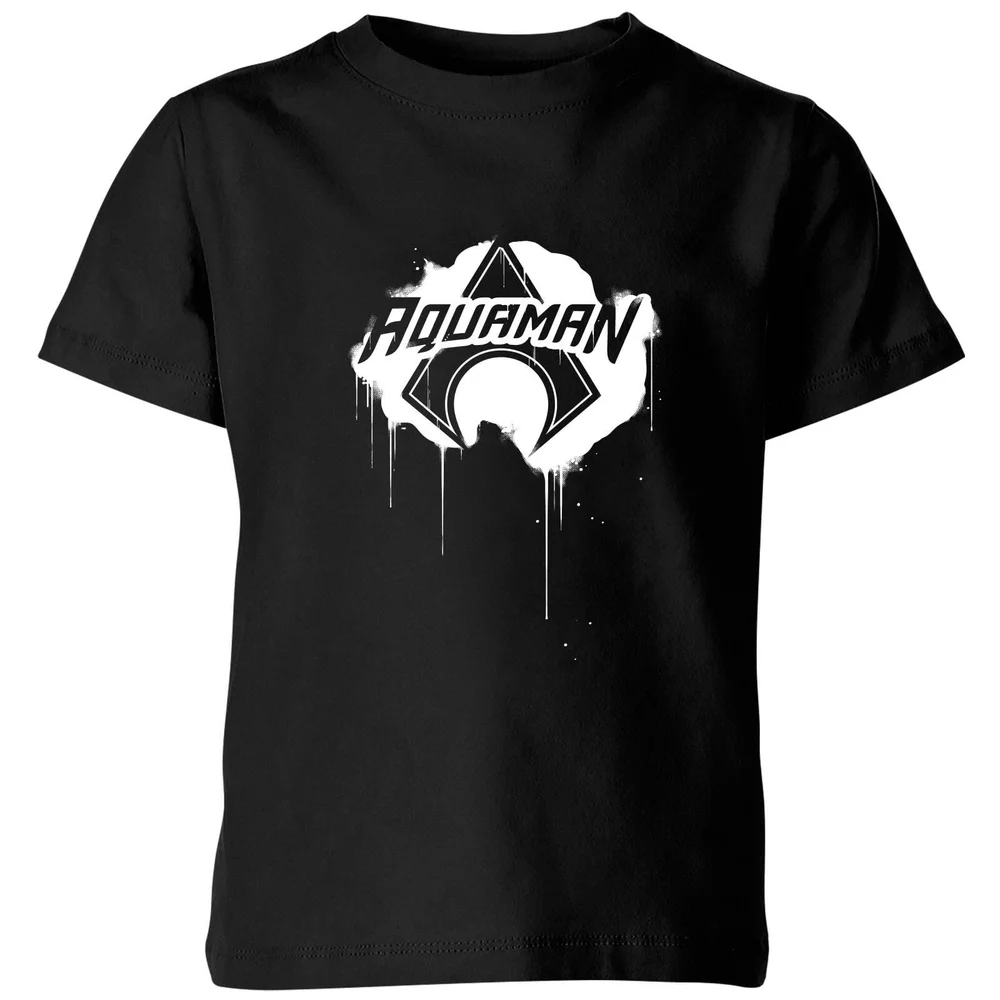 Justice League Graffiti Aquaman Kids' T-Shirt - Black - 3-4 Years Image 1