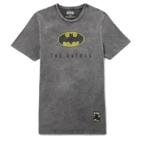 Batman 80th Anniversary Logo T-Shirt - Black Acid Wash