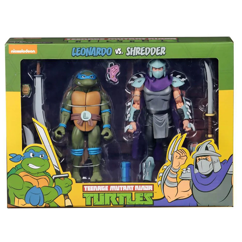 NECA Teenage Mutant Ninja Turtles 7" Scale Action Figure Target Exclusive Leonardo Vs Shredder 2 Pack Image 1