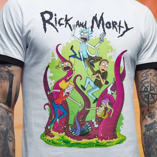 Rick and Morty Get Schwifty 70s Ringer Ringer - White/Black