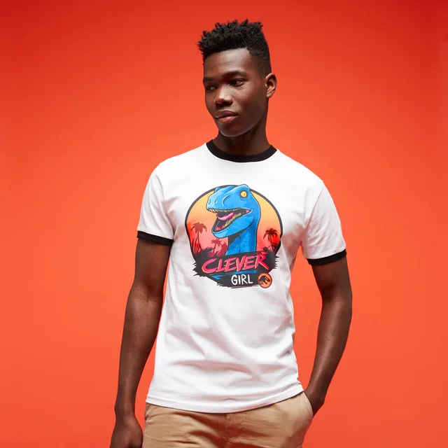Jurassic Park Primal Clever Girl Ringer T-Shirt - White/Black