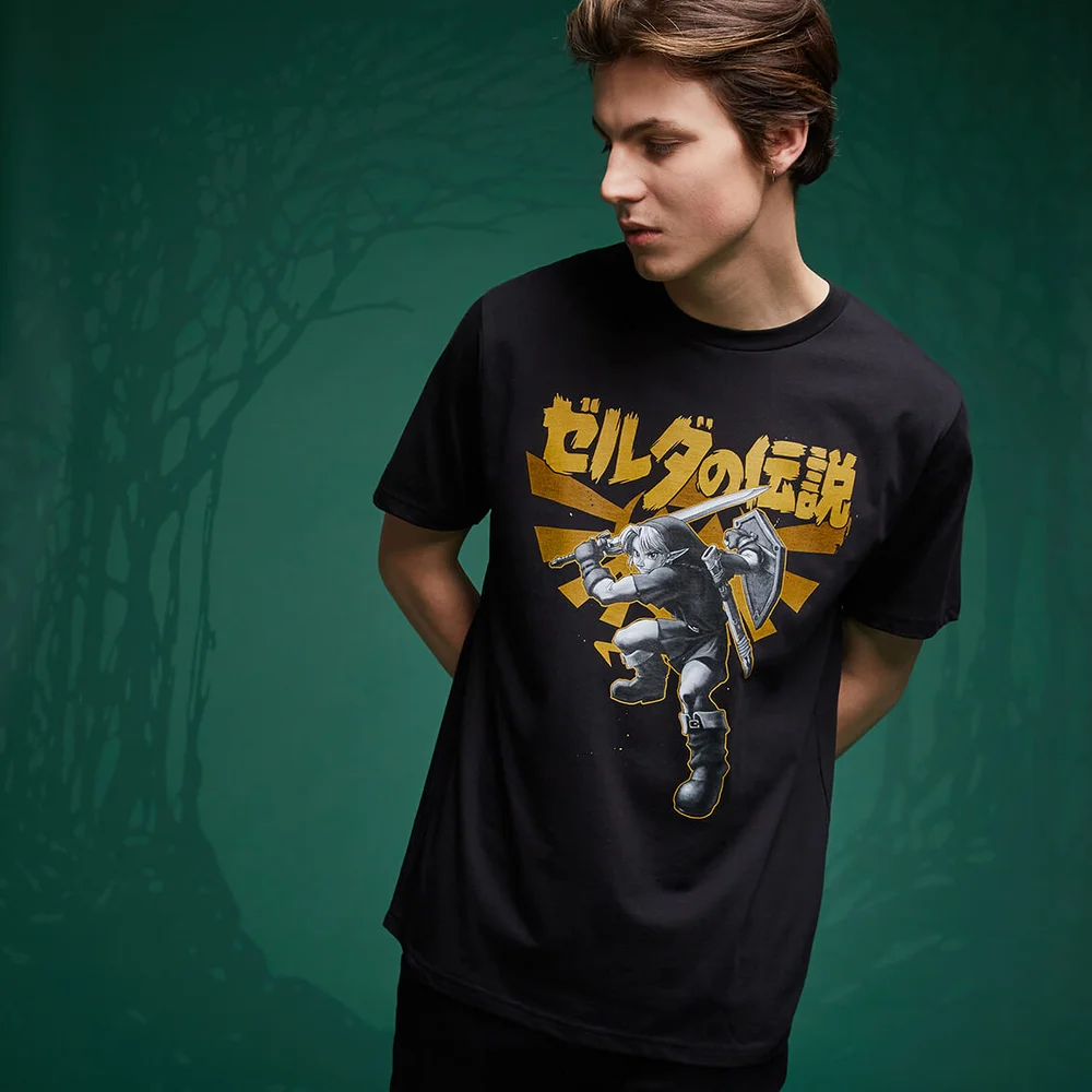 Legend Of Zelda Link Kanji T-Shirt - Black - 3XL Image 1