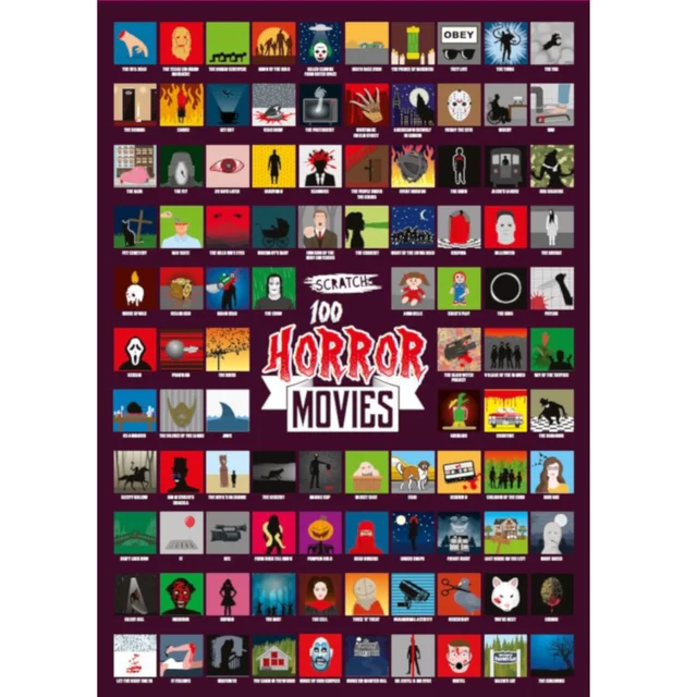100 Horror Movies Scratch Poster