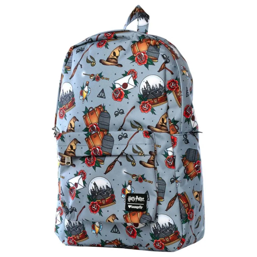 Loungefly Harry Potter Relics Tattoo Aop Nylon Backpack Image 1