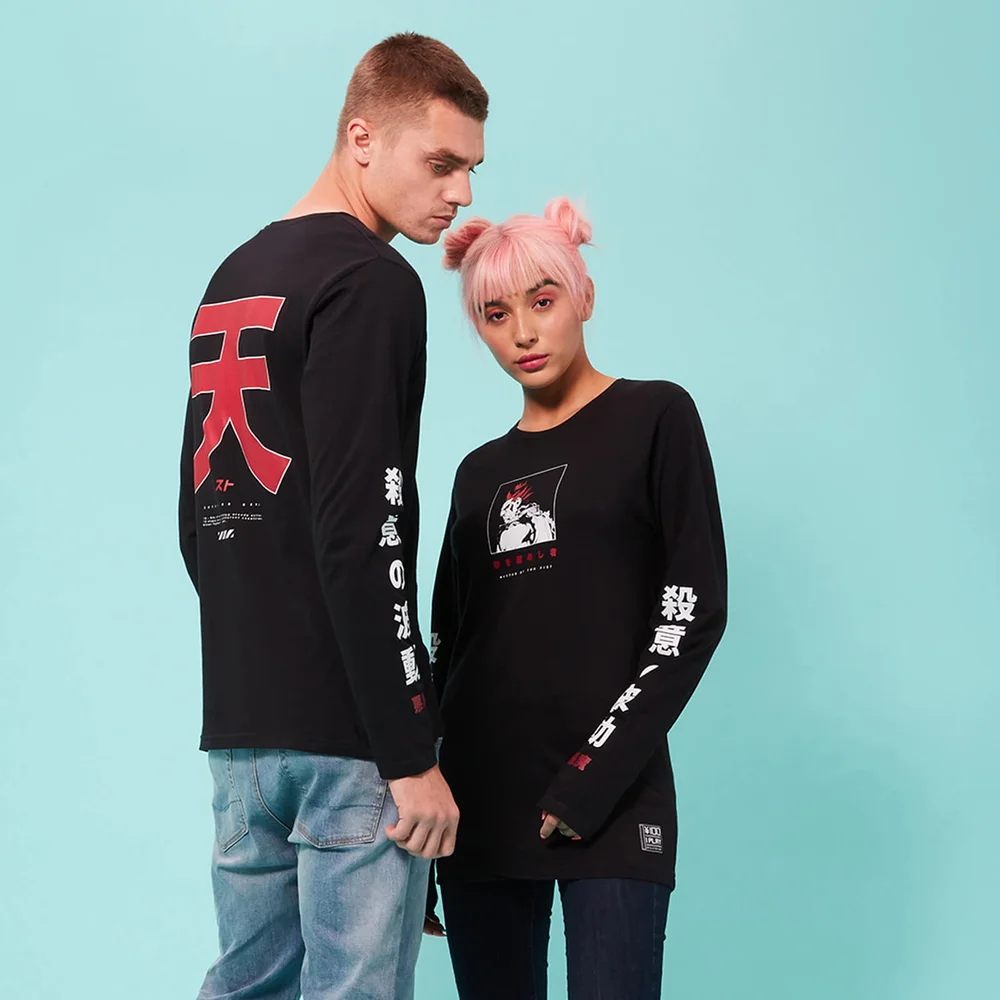 Street Fighter Arcade Akuma Long Sleeved Unisex T-Shirt - Black - S Image 1