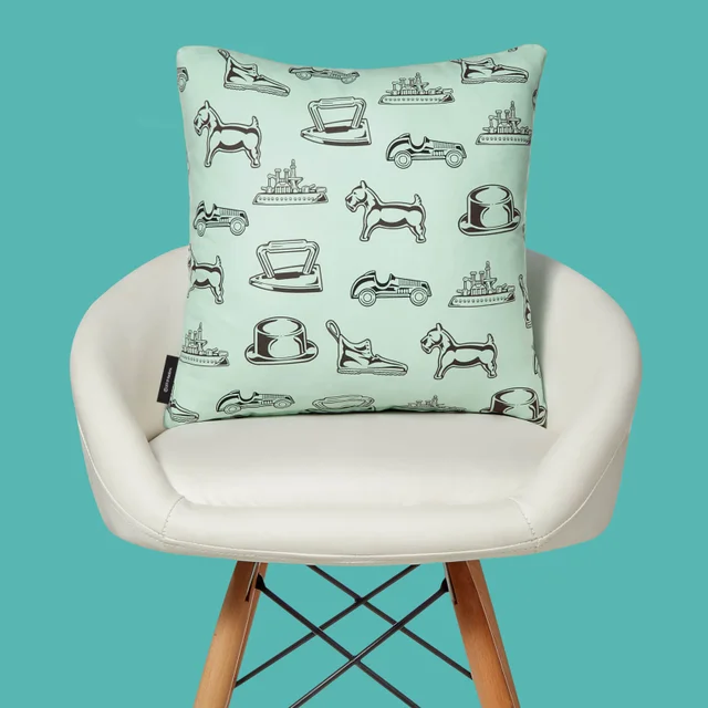 Monopoly Iron Letterpress Square Cushion