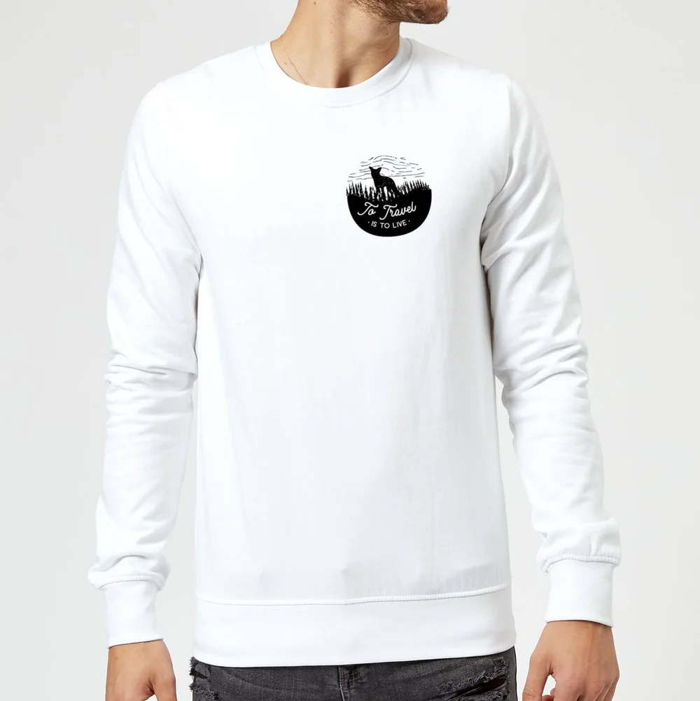Black To Travel Is To Live Pocket Print Sweatshirt - White - S - White Image 1
