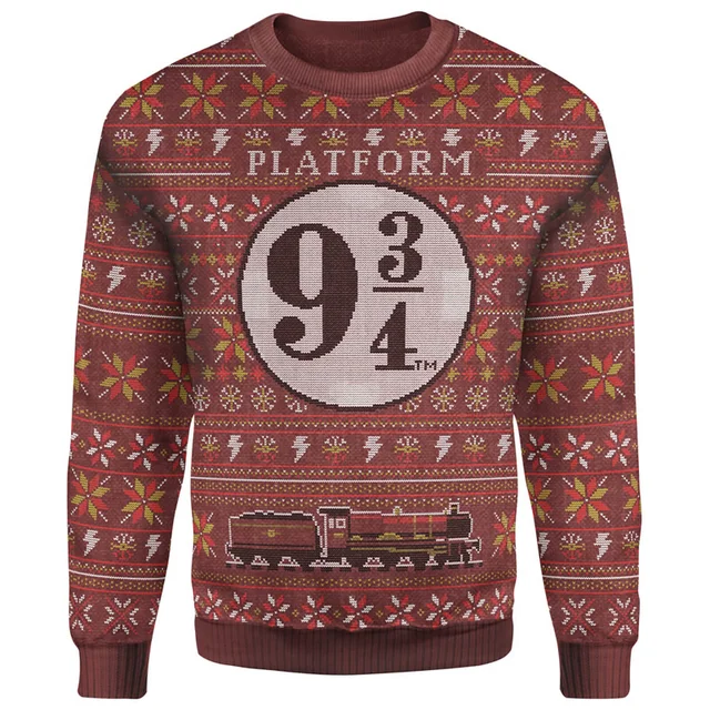 Harry Potter Platform 9 3/4 Christmas Knitted Jumper - Burgundy